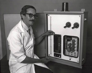 Andy Irvin in front of Electrogage control panel